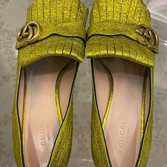 Gucci Loafer Gold Leather with Fringe size 8.5/ 38 1/2 - Picture 13 of 16
